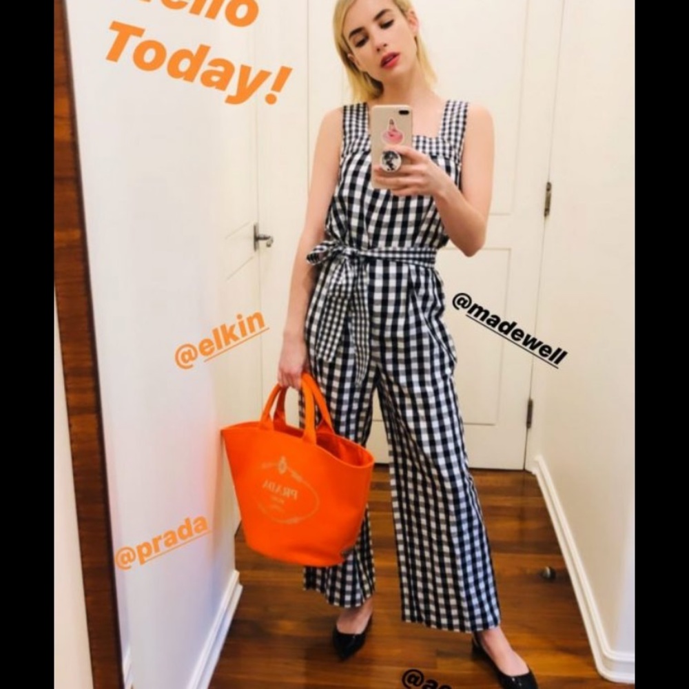 Madewell Black & White Gingham Tie-Waist Jumpsuit - Picture 9 of 9